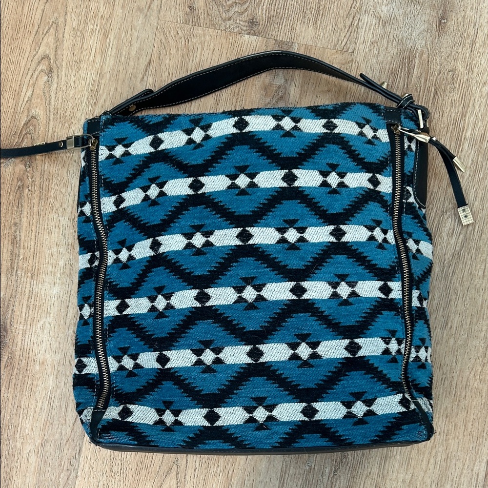 Sondra Roberts Blue and Black Patterned Shoulder Bag